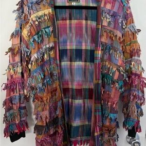 Vintage Paula Sweet Colorful Fringed Women's Front Open Jacket Size L pre-owned